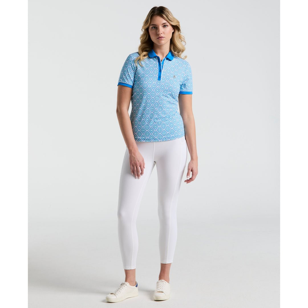 Women's Printed Polo  (French Blue) 