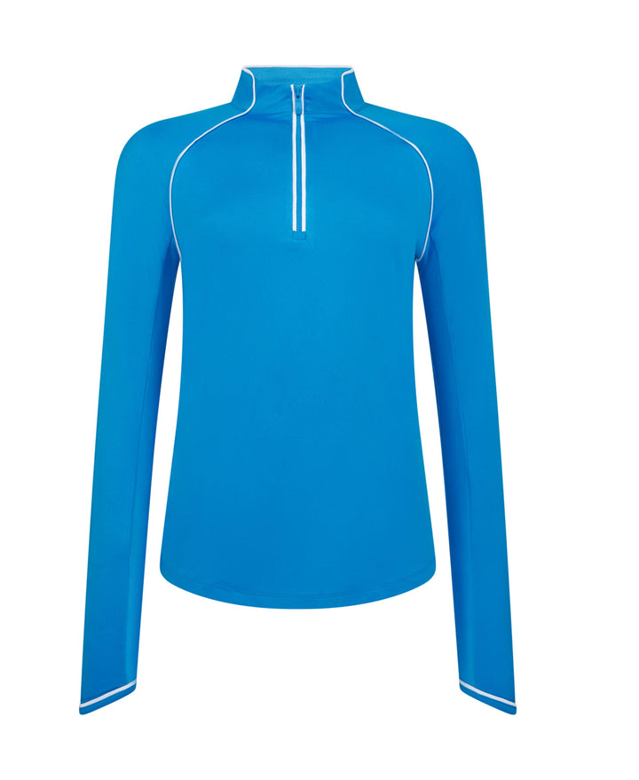 Women's Long Sleeve Quarter Zip Tennis Shirt (French Blue) 