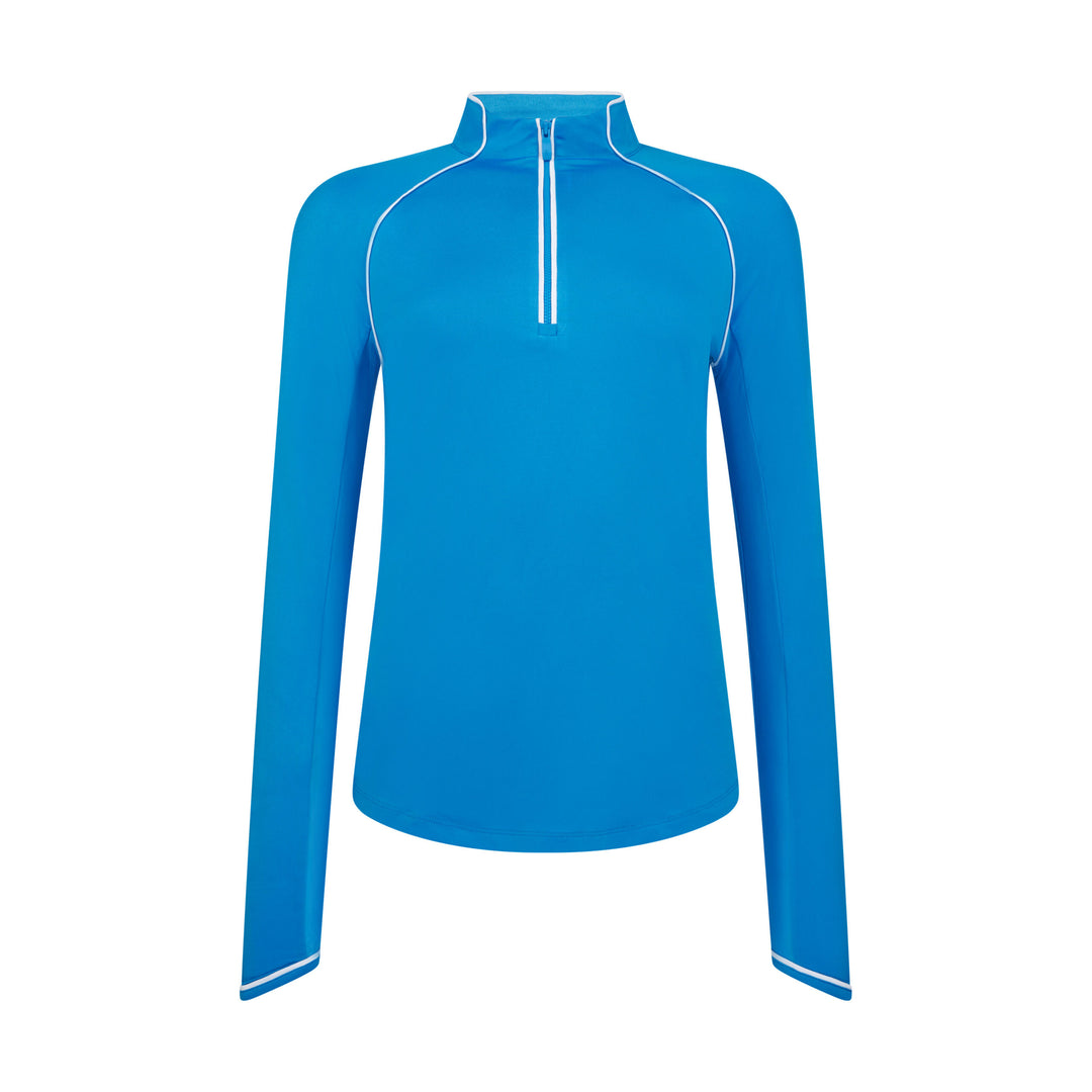Women's Long Sleeve Quarter Zip Tennis Shirt - Blue (French Blue) 