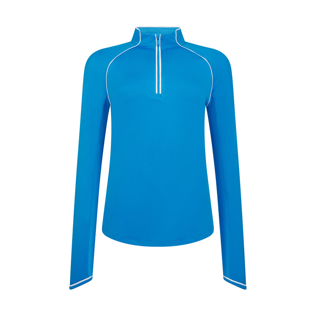 Women's Long Sleeve Quarter Zip Tennis Shirt (French Blue) 