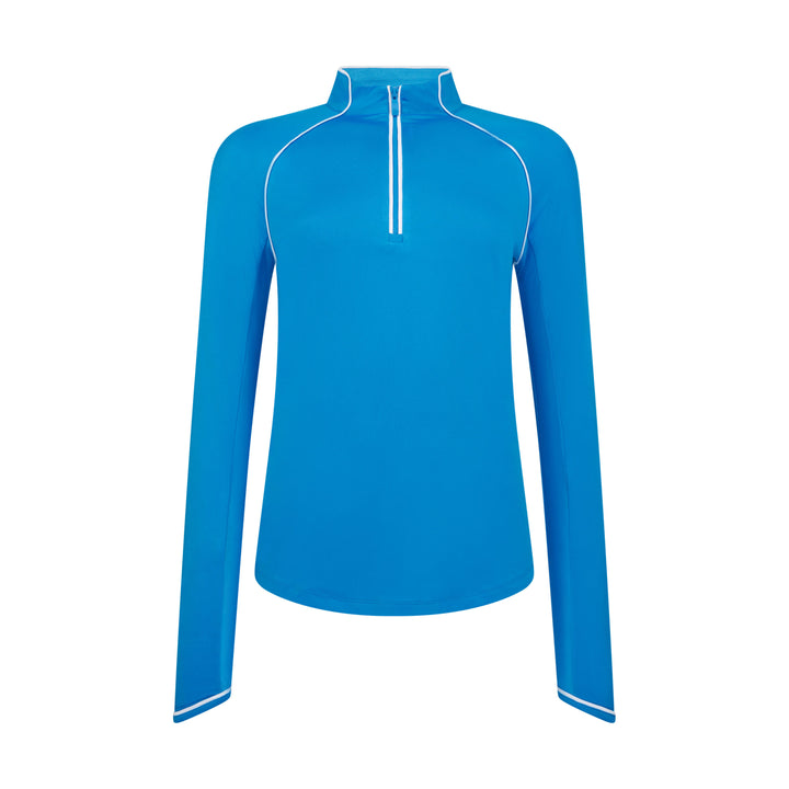 Women's Long Sleeve Quarter Zip Tennis Shirt (French Blue) 