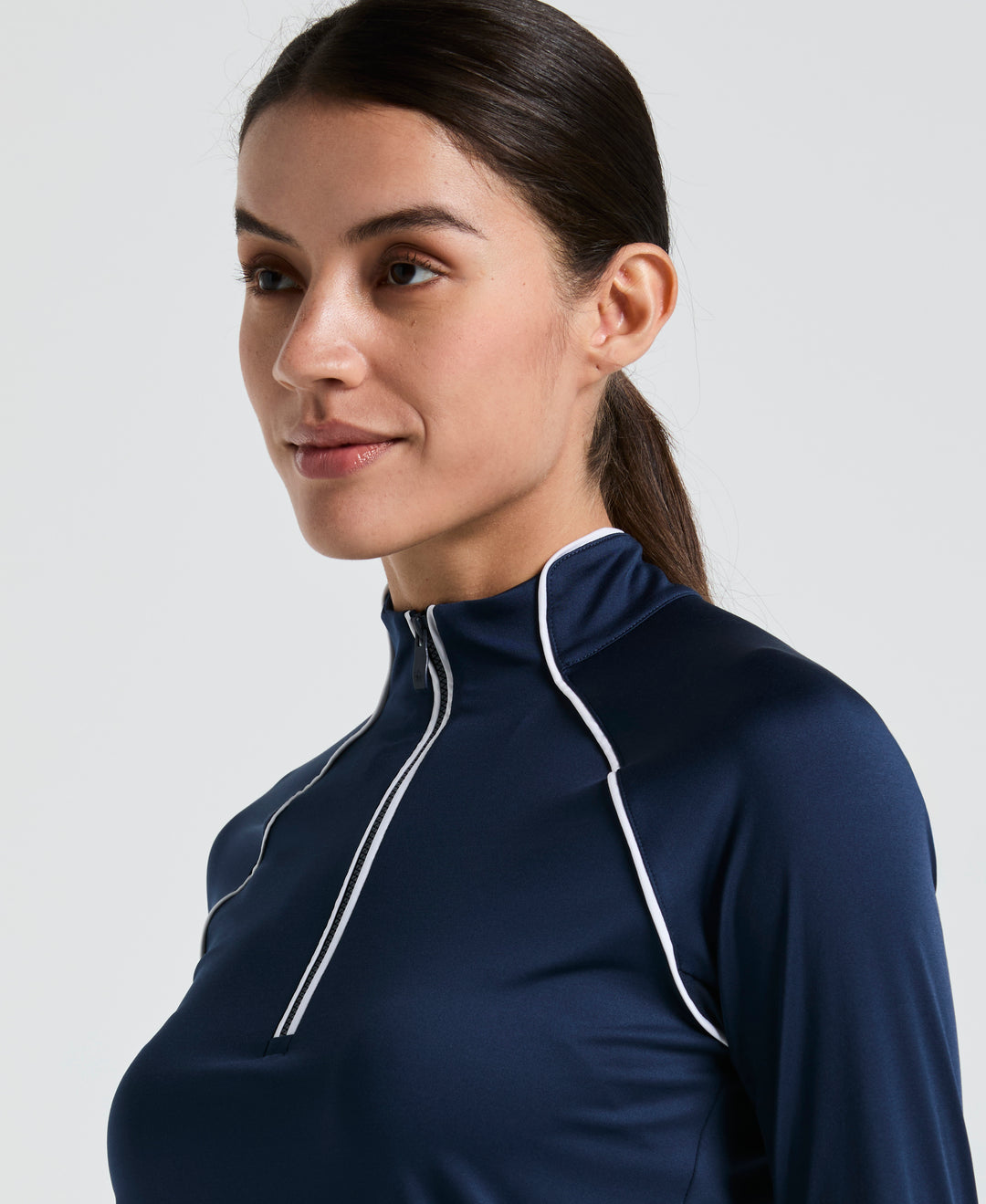 Solid Long Sleeve Tennis Shirt with Sun Protection (Black Iris) 