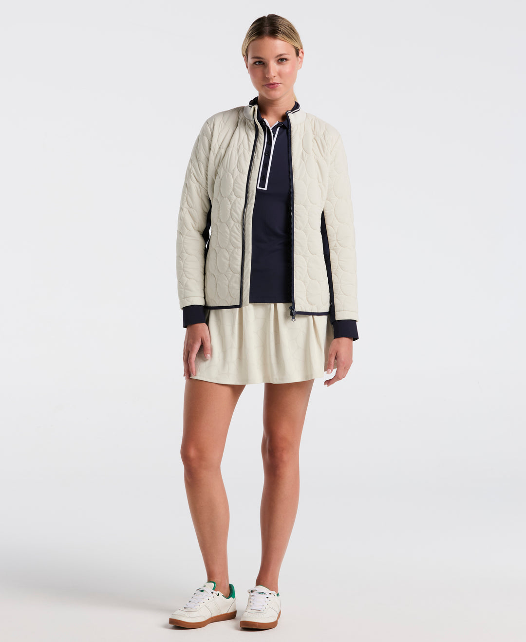 Quilted Tipped Collar Puffer (Silver Birch) 