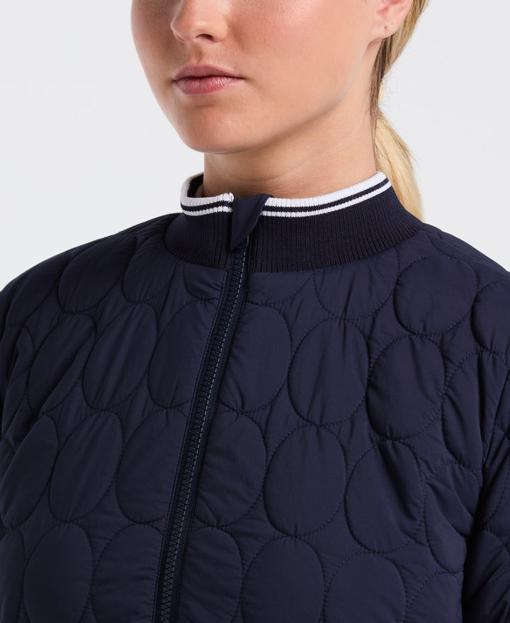 Quilted Tipped Collar Puffer (Black Iris) 