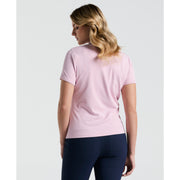 Women's Ribbed Golf Polo Shirt With Metallic Zip (Charm Pink) 