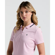 Women's Ribbed Golf Polo Shirt With Metallic Zip (Charm Pink) 