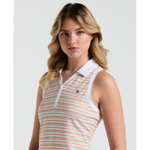 Women's Ribbed Stripe Top  (Bright White) 