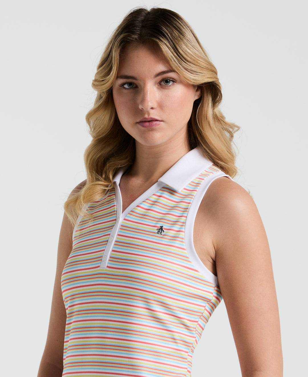 Women's Ribbed Stripe Top  (Bright White) 