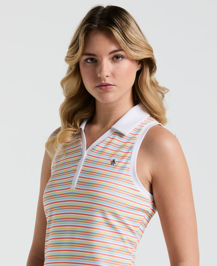 Women's Ribbed Stripe Top  (Bright White) 