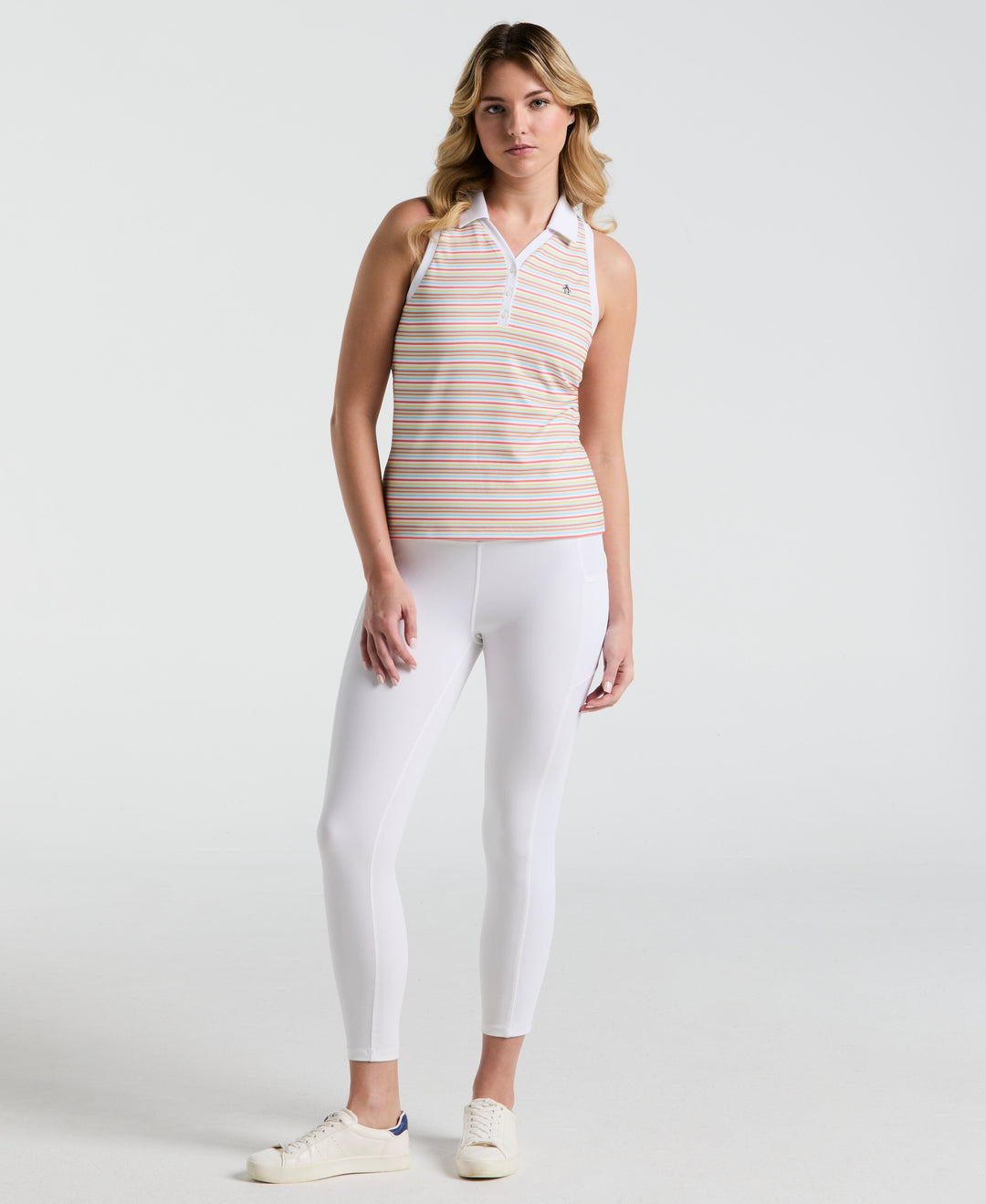 Women's Ribbed Stripe Top  (Bright White) 