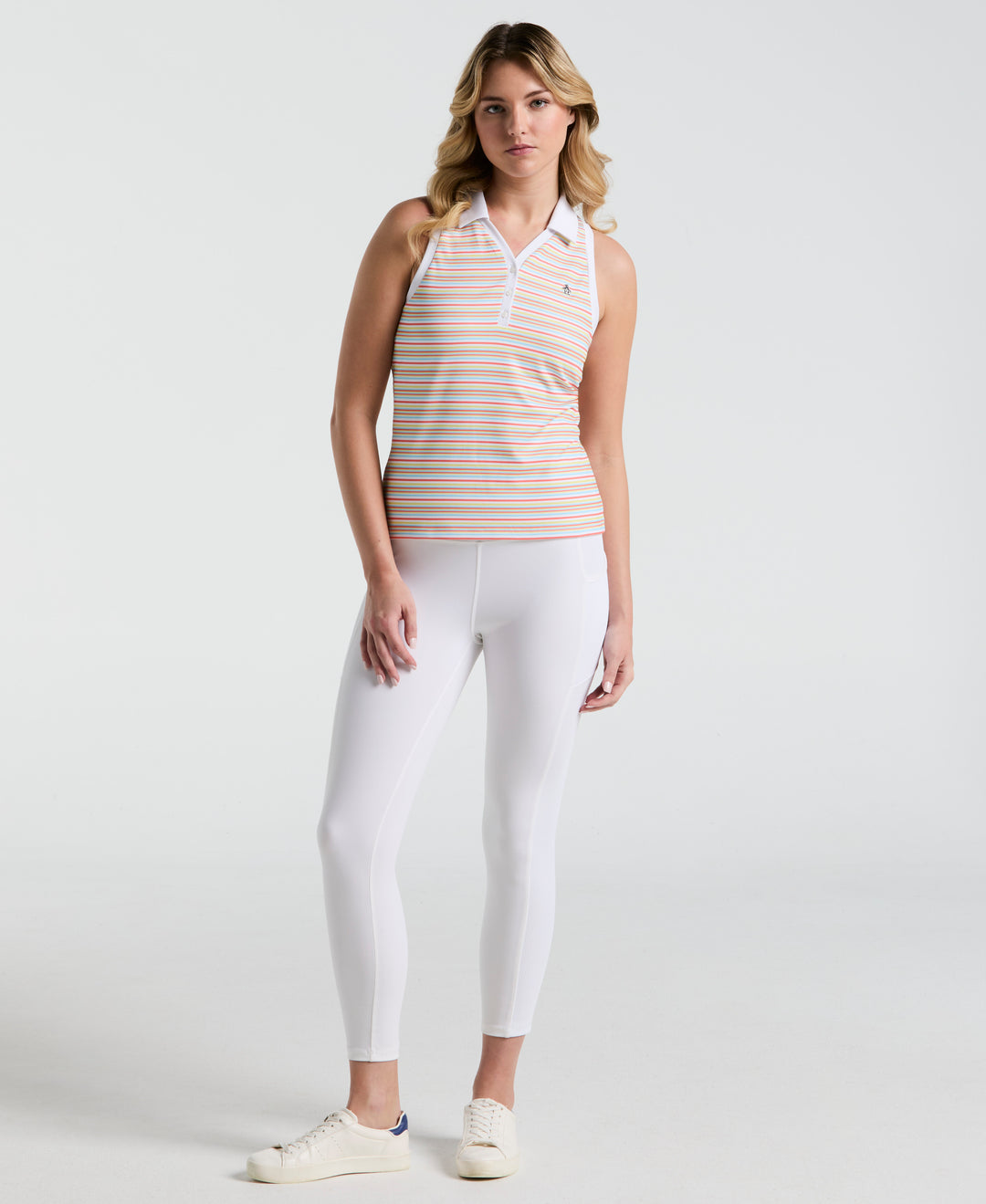 Women's Ribbed Stripe Top  (Bright White) 