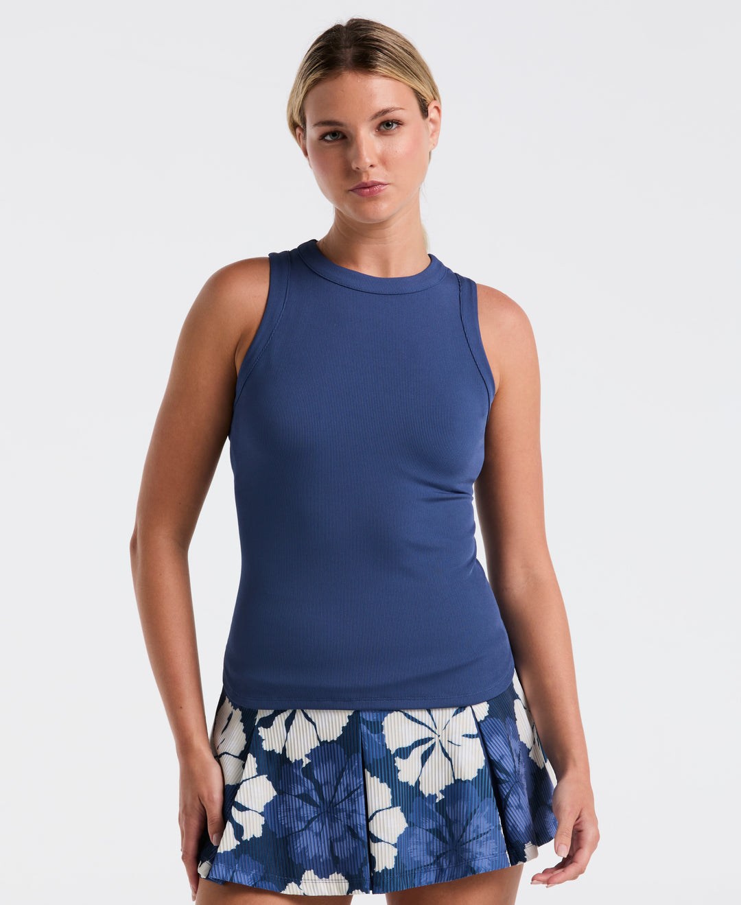 Ribbed Tennis Tank Top (True Navy) 