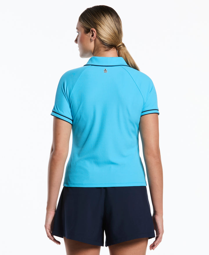 Women's Ribbed Tipped Golf Polo (Aquarius) 