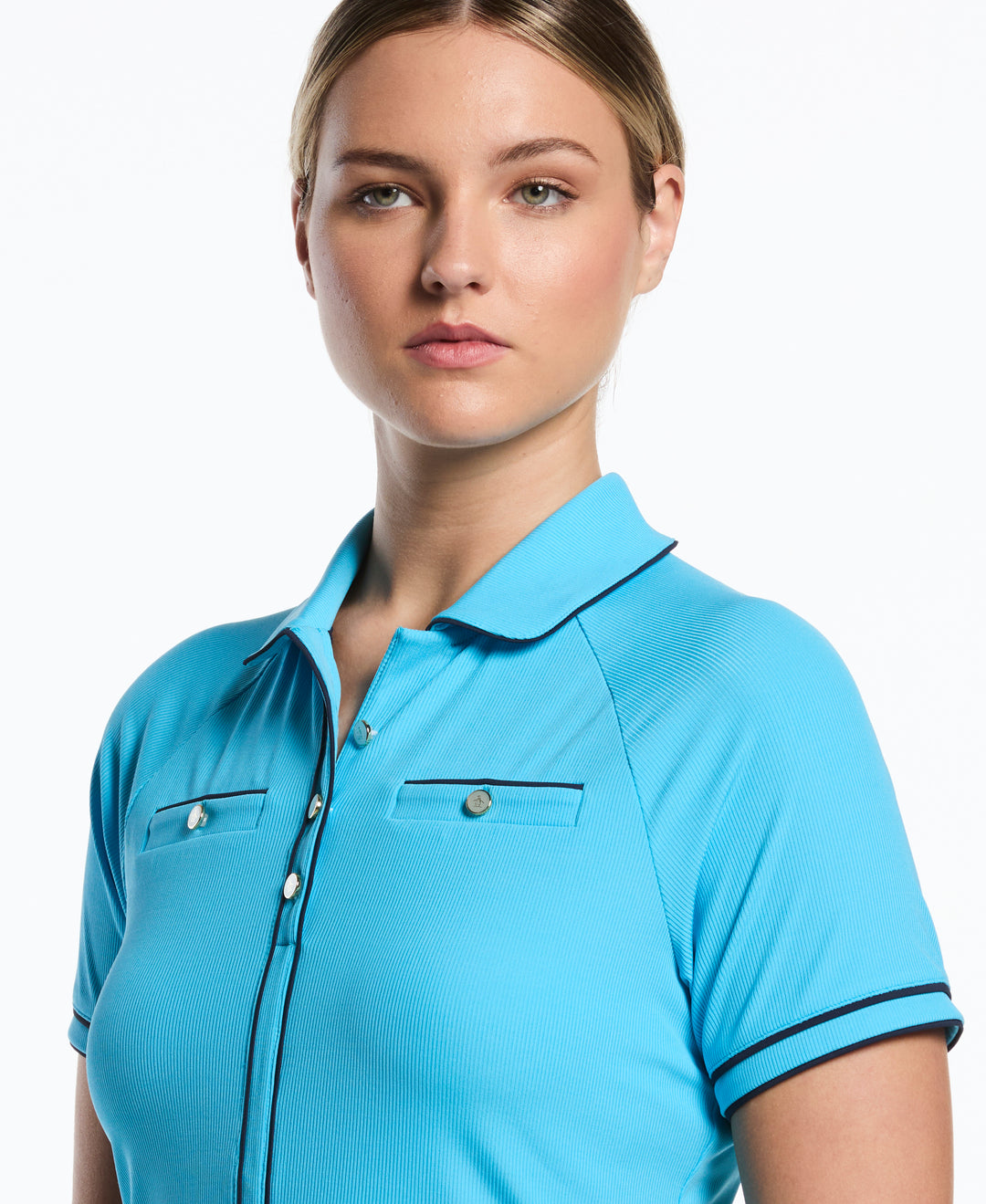 Women's Ribbed Tipped Golf Polo (Aquarius) 