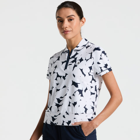 Women's Riviera Floral Golf Polo-Women's Polos-Black Iris-XS-Original Penguin