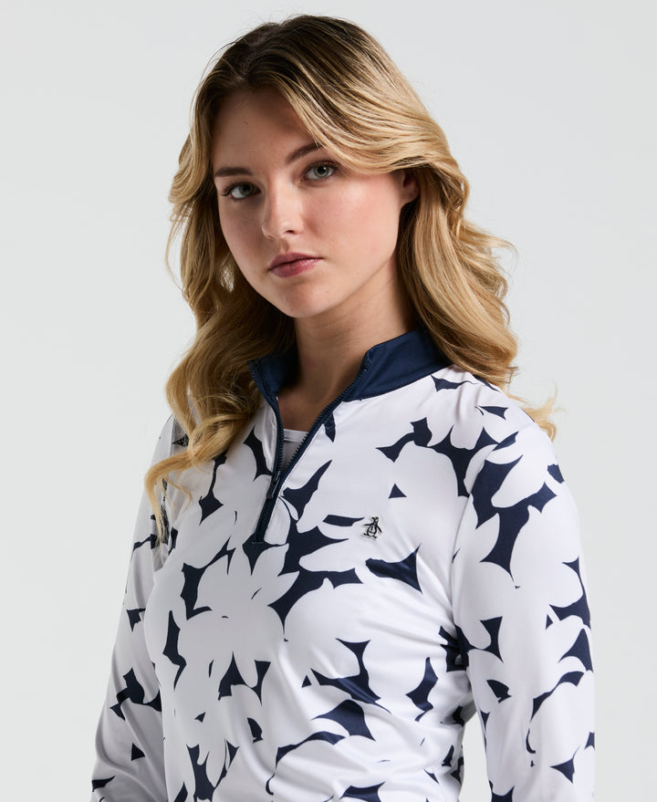 Riviera Floral Sun Protection Golf Shirt (Black Iris) 