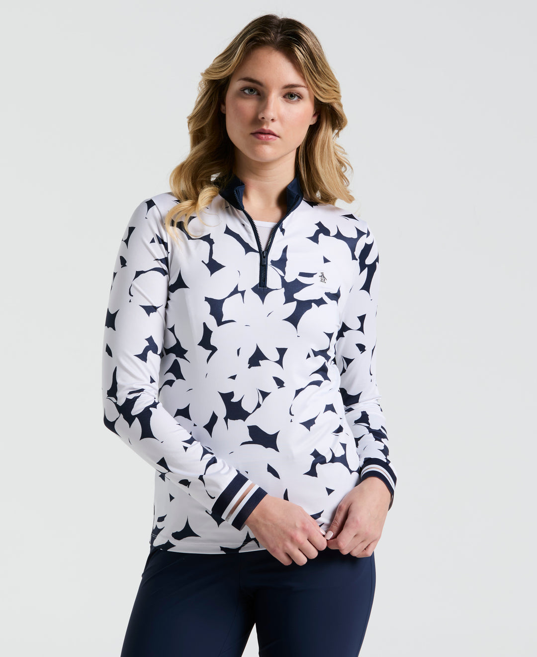 Riviera Floral Sun Protection Golf Shirt (Black Iris) 