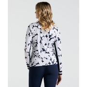 Women's Riviera Floral Sun Protection Golf Shirt (Black Iris) 