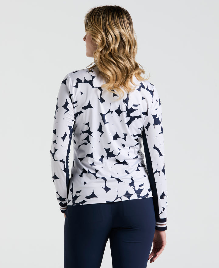 Riviera Floral Sun Protection Golf Shirt (Black Iris) 