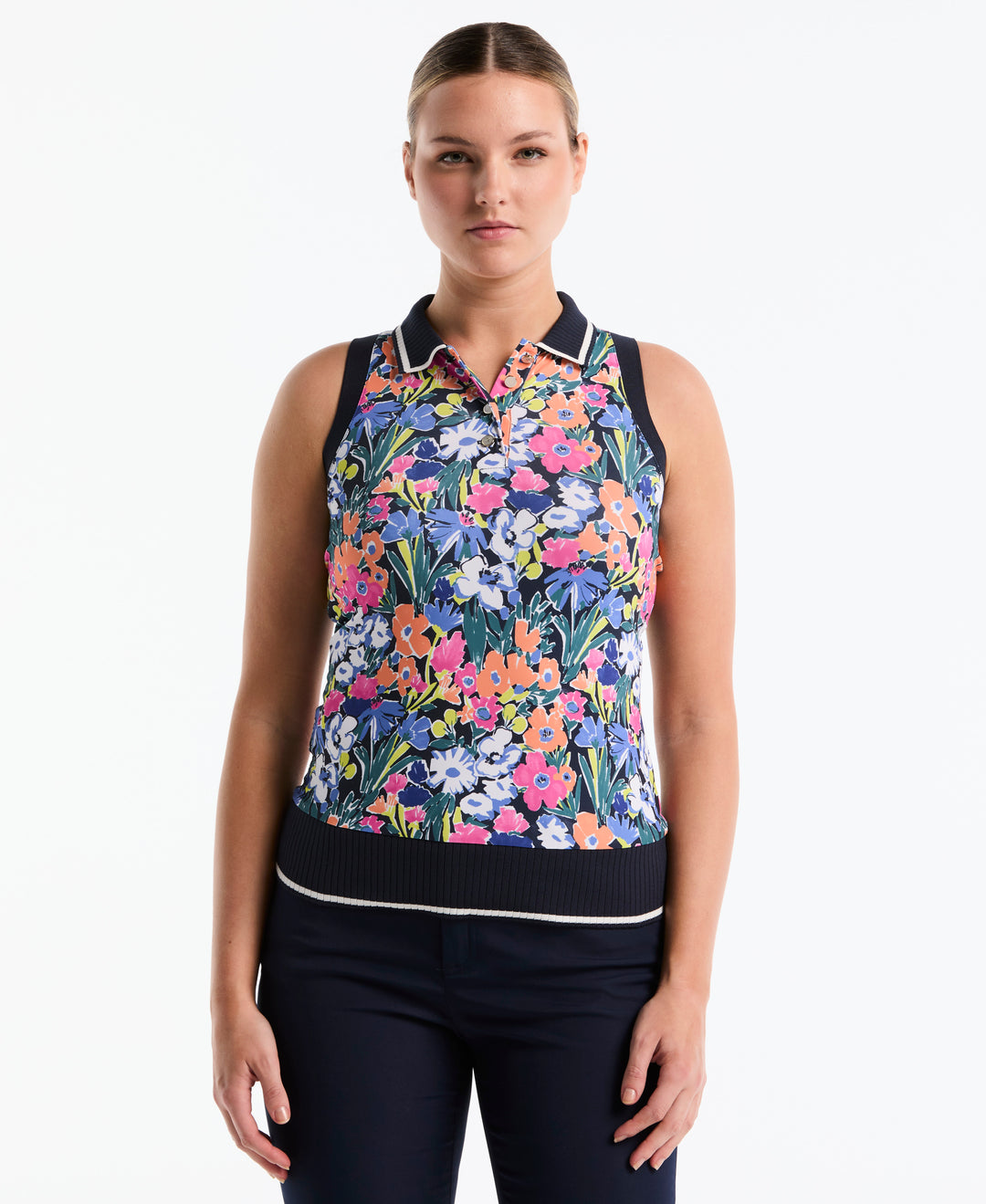 Sketch Floral Sleeveless Polo-Polos-Original Penguin