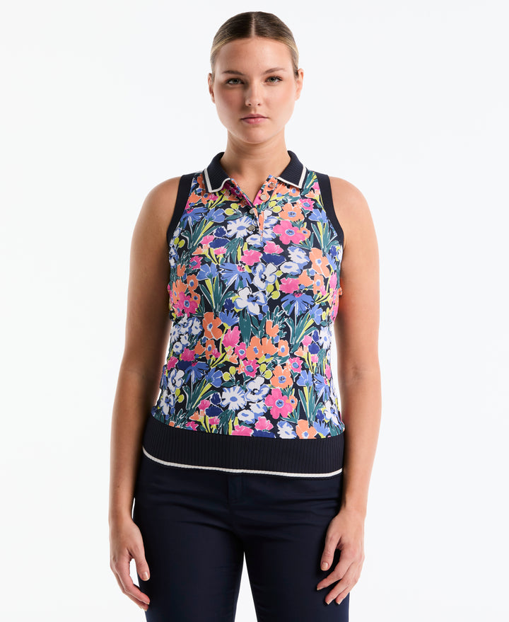 Sketch Floral Sleeveless Polo-Polos-Original Penguin