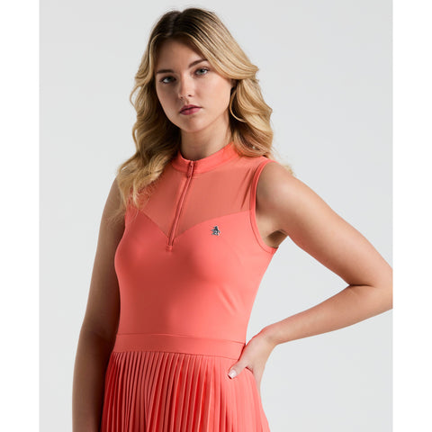 Women's Sleeveless Colour Block Golf Dress (Coral Quartz) 