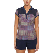 Sweetheart Floral Print Cap Sleeve Polo (Black Iris) 