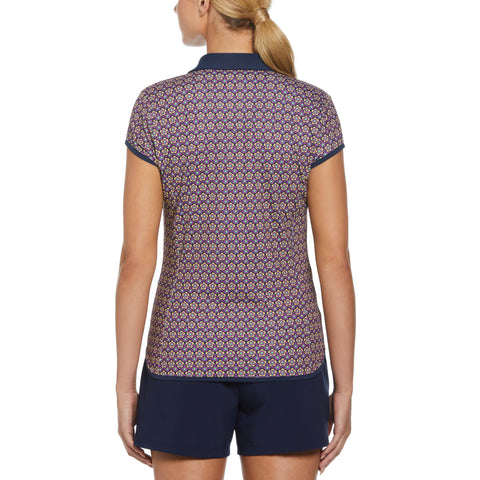 Sweetheart Floral Print Cap Sleeve Polo (Black Iris) 