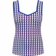 Geo Print Sweetheart Neckline Tennis Tank Top (Nebulas Blue) 