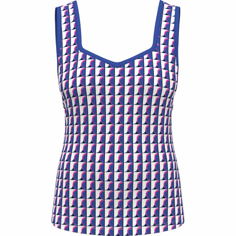 Geo Print Sweetheart Neckline Tennis Tank Top (Nebulas Blue) 