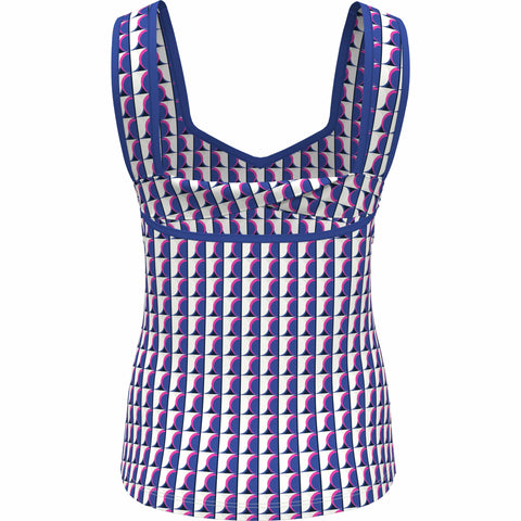 Geo Print Sweetheart Neckline Tennis Tank Top (Nebulas Blue) 