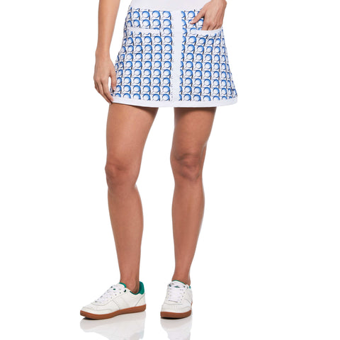 Tennis Ball Floral Print Skort (Bright White) 