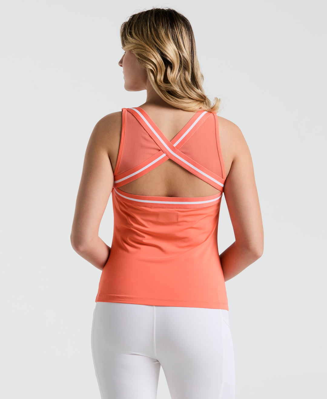 Color Block Tennis Tank Top (Coral Quartz) 