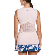 V-Neck Tennis Top with Lace Inserts (First Blush) 