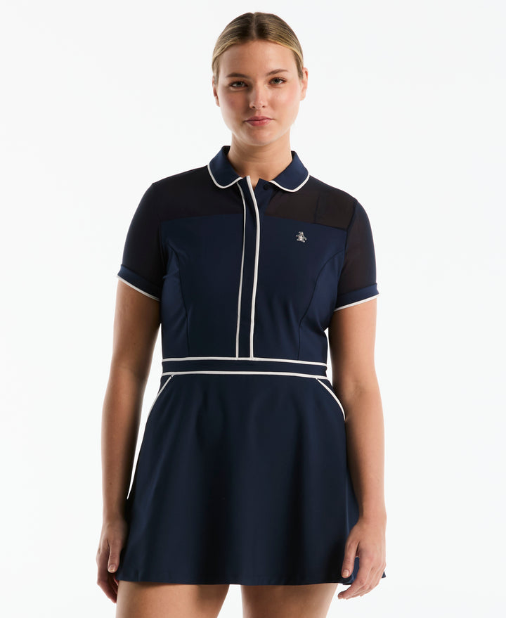 Women's Veronica Contrast Tipping Dress-Dresses-Black Iris-XS-Original Penguin