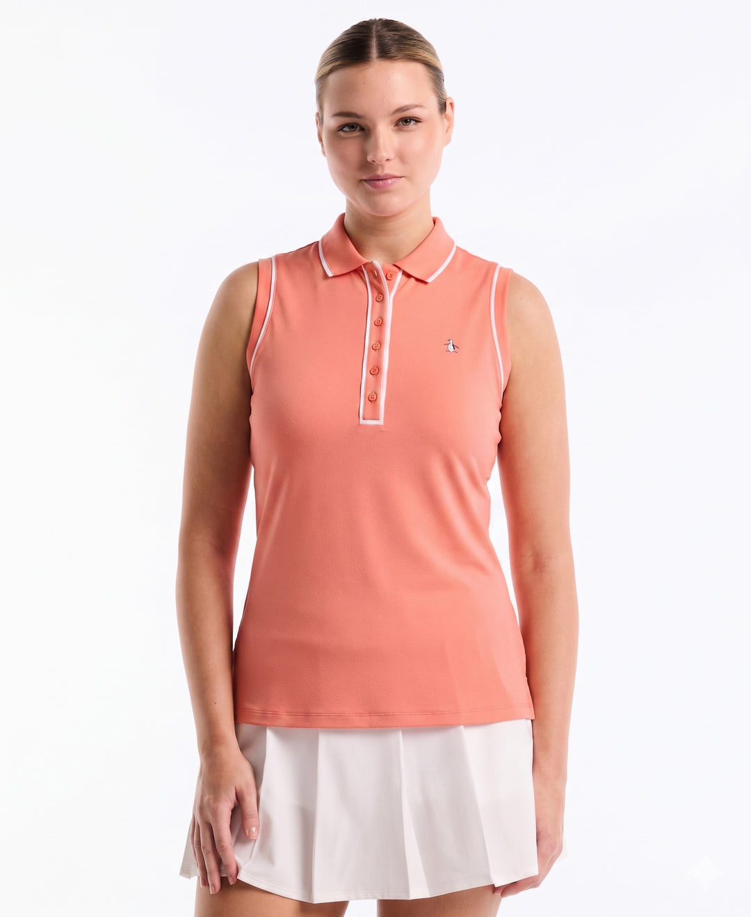 Veronica Sleeveless Golf Polo Shirt (Coral Quartz) 