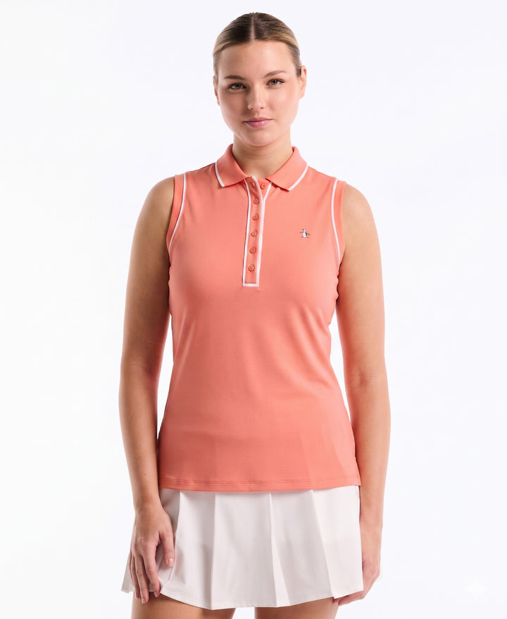 Veronica Sleeveless Golf Polo Shirt (Coral Quartz) 