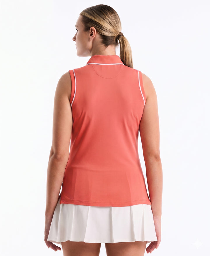 Veronica Sleeveless Golf Polo Shirt (Coral Quartz)