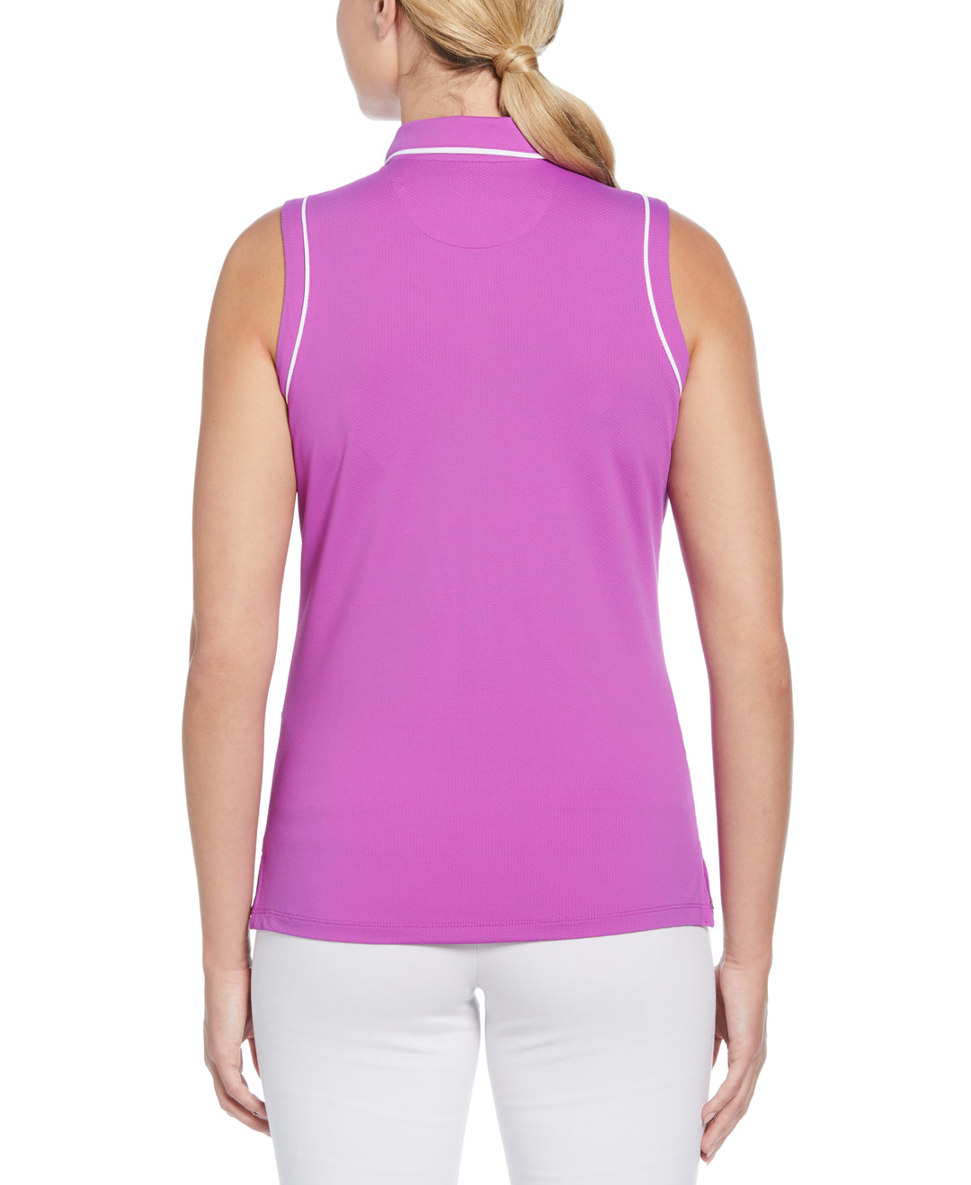 Veronica Sleeveless Golf Polo Shirt (Purple Cactus Flower) 