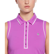 Veronica Sleeveless Golf Polo Shirt (Purple Cactus Flower) 