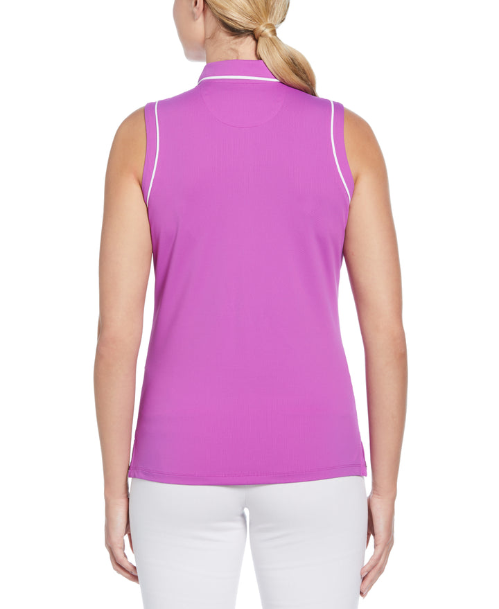 Veronica Sleeveless Golf Polo Shirt (Purple Cactus Flower) 