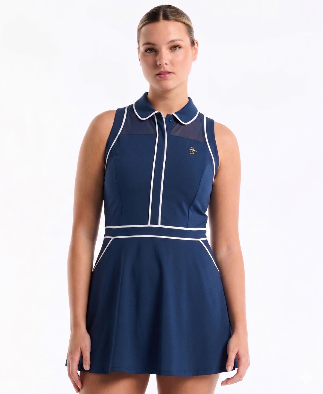 Women's Veronica Tipping Sleeveless Dress-Dresses-Black Iris-XS-Original Penguin