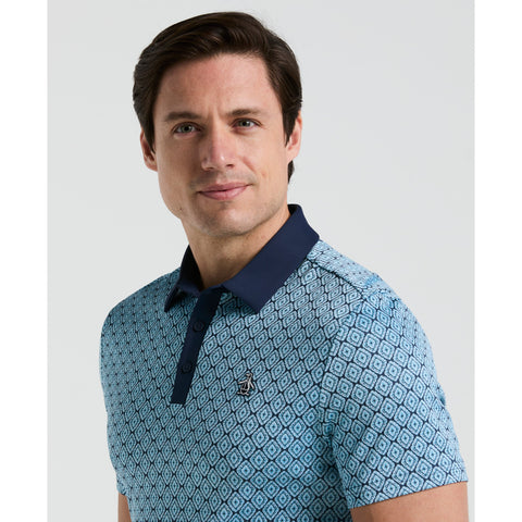 Yarn Dyed Bohemian Jacquard Golf Polo Shirt (Black Iris) 