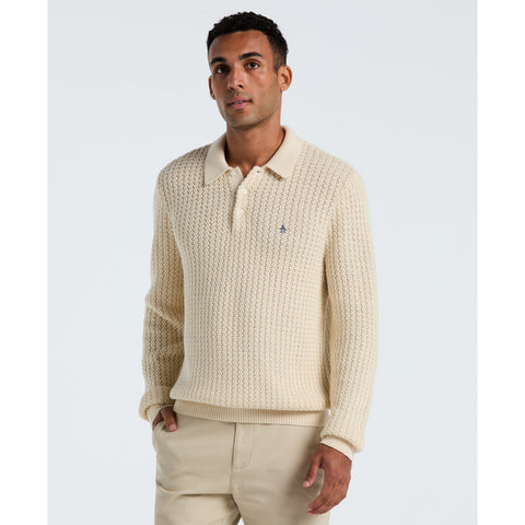 Cotton Zigzag Stitch Sweater Polo (Birch) 