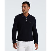 Cotton Zigzag Stitch Sweater Polo (Dark Sapphire) 