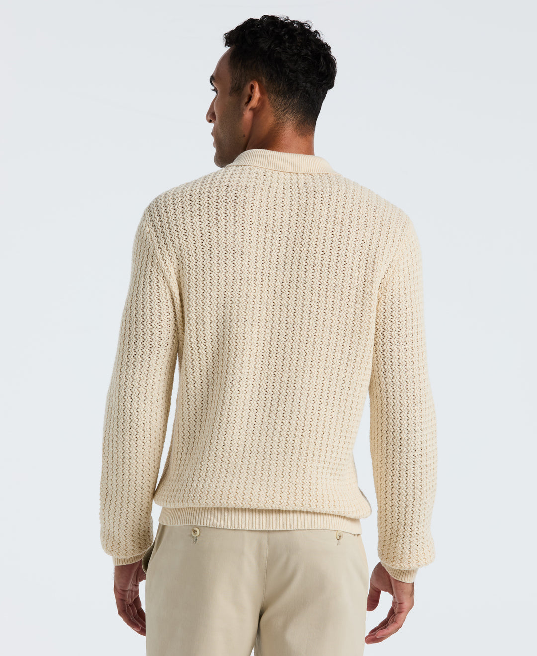 Cotton Zigzag Stitch Sweater Polo (Birch) 