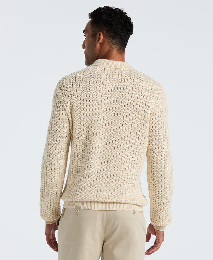 Cotton Zigzag Stitch Sweater Polo (Birch) 
