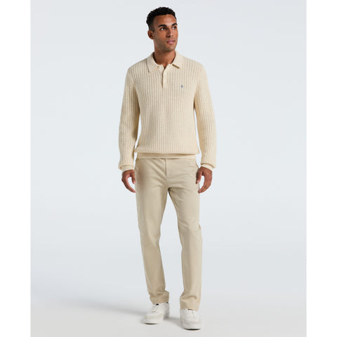 Cotton Zigzag Stitch Sweater Polo (Birch) 