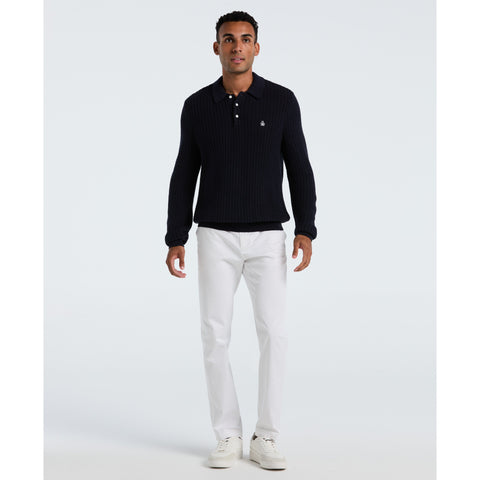 Cotton Zigzag Stitch Sweater Polo (Dark Sapphire) 
