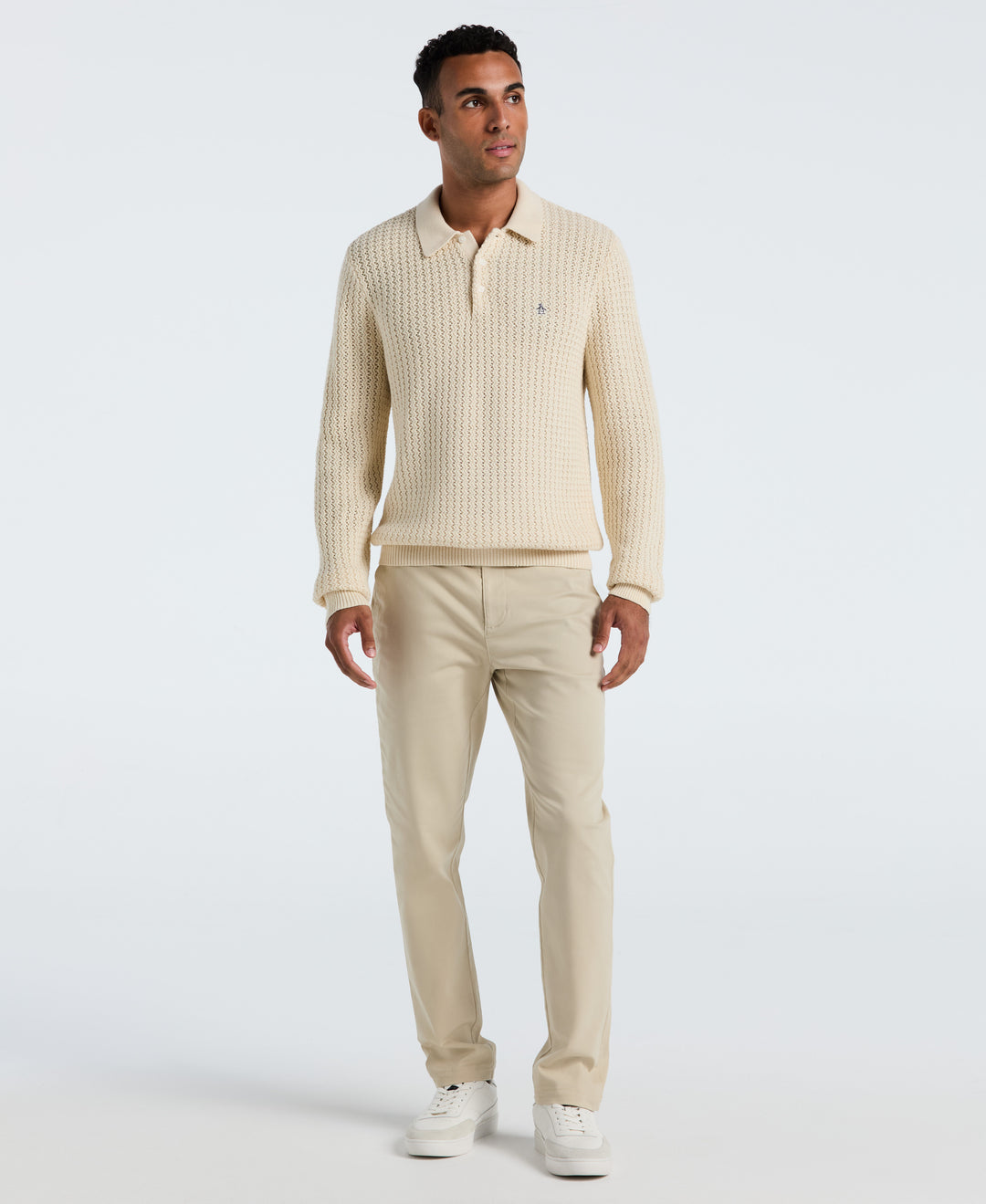 Cotton Zigzag Stitch Sweater Polo (Birch) 